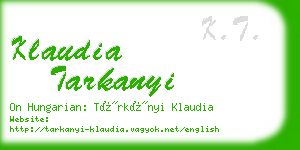 klaudia tarkanyi business card